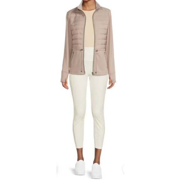 Avia Women's Mixed Media Jacket M8-10 Pink Zip-Up Front & Pockets - Picture 3 of 8